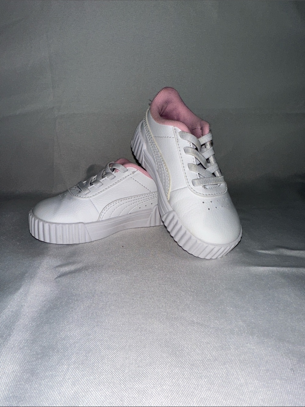 Puma Kids White Sneakers with Pink Lining